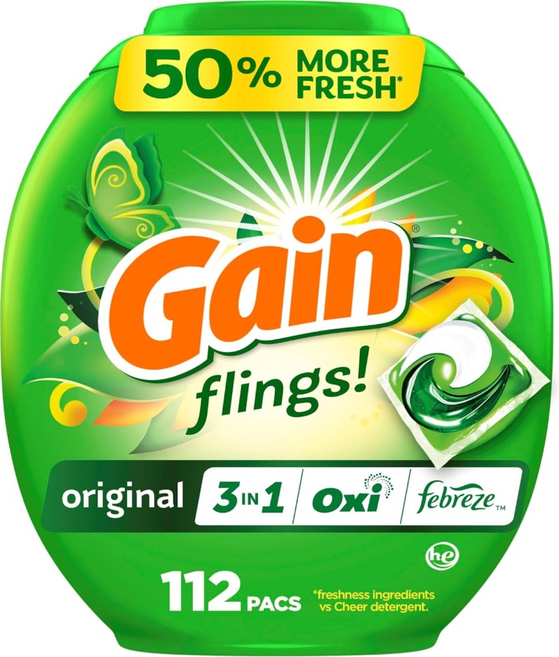 GAIN FLINGS 3-IN-1 LAUNDRY DETERGENT (ORIGINAL, 112 PODS)