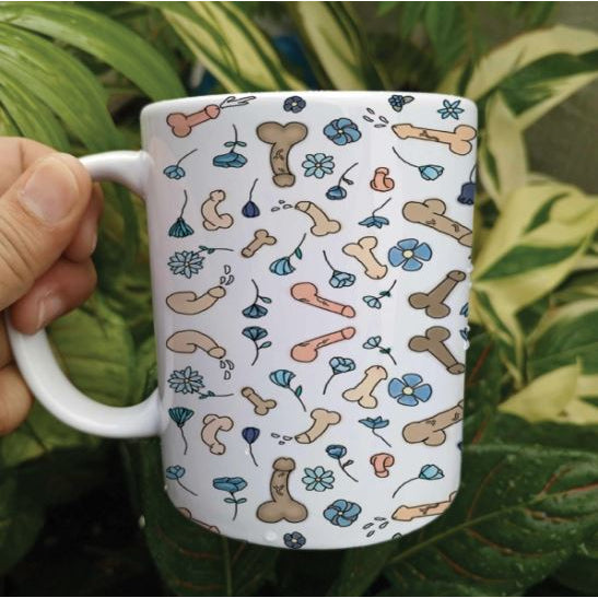 Funny /something naughty/ kris kringle Pen-is design in white mug 11oz with box