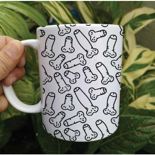 Funny /something naughty/ kris kringle Pen-is design in white mug 11oz with box