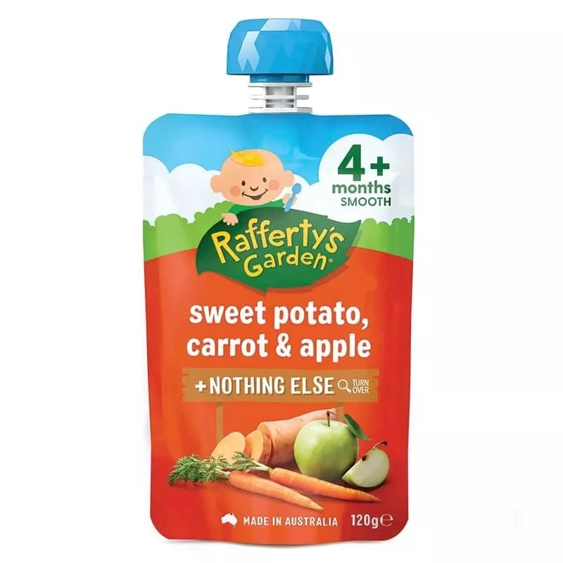 Rafferty’s Garden Baby Food Puree 120g – 4+ Months Smooth (All Flavours)
