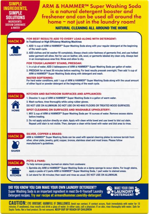 Arm & Hammer Super Washing Soda Detergent Booster (1 Box, 55 Oz)