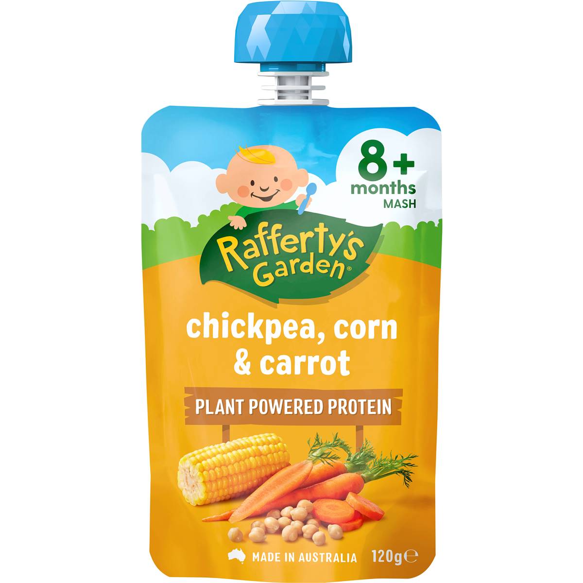 Rafferty’s Garden Baby Food Pouch 120g – 8+ Months Mash & Puree (All Flavors)