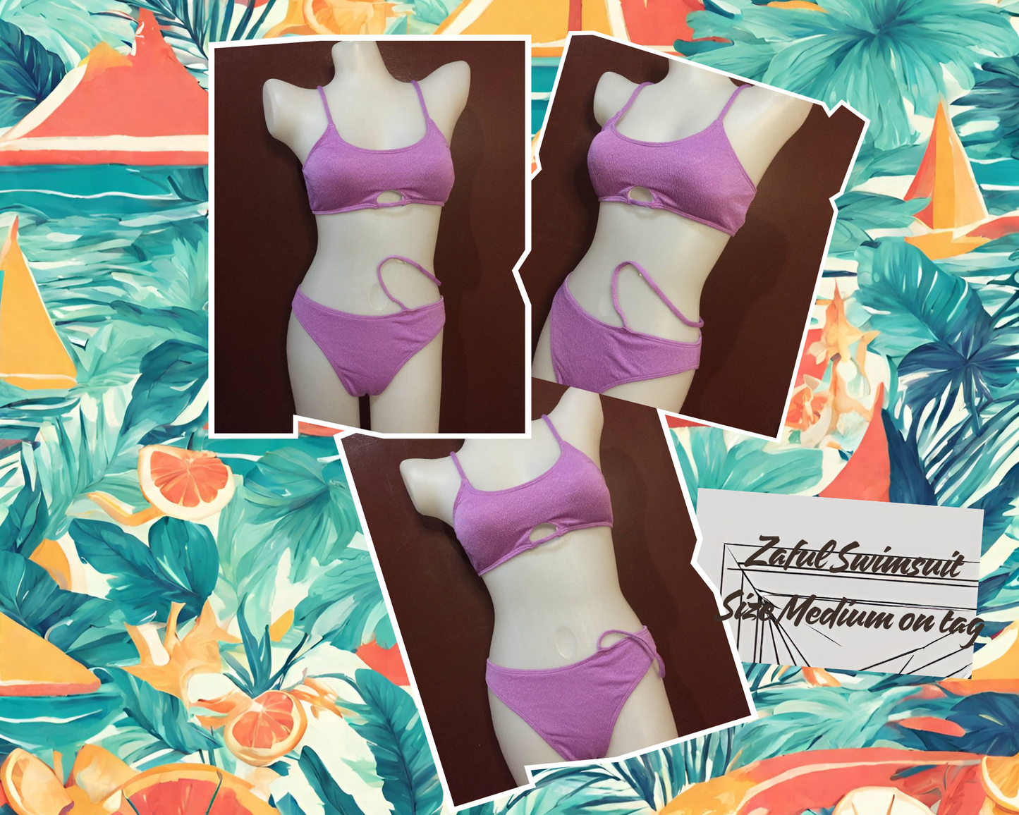 Violet Zaful Passion Ribbed Hipster 2pc Bathing Swimsuit