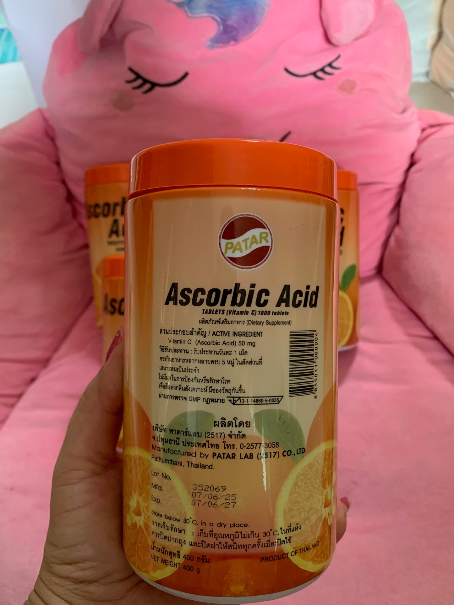 PATAR ASCORBIC ACID VITAMIN C ORANGE 50MG (1000 TABLETS)- AUTHENTIC FROM THAILAND