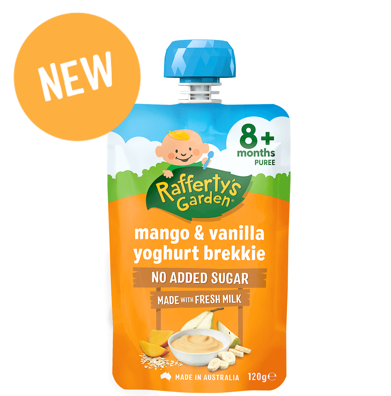 Rafferty’s Garden Baby Food Pouch 120g – 8+ Months Mash & Puree (All Flavors)