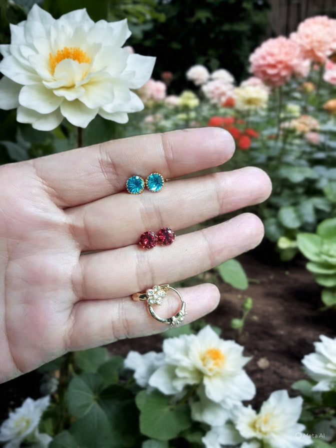 Sari gold plated Stud earrings