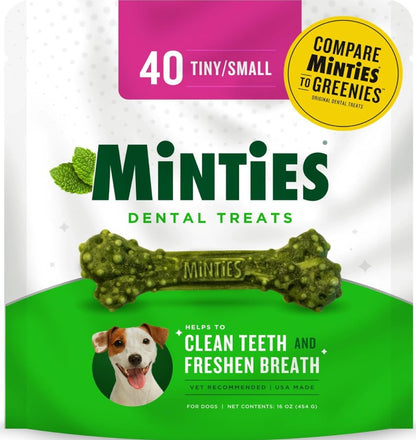 Minties Tiny Dental Dog Treats (1 Pack, 40 Pieces)