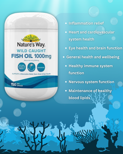 Nature's Way Wild Caught Odourless Fish Oil 1000mg 150 Capsules