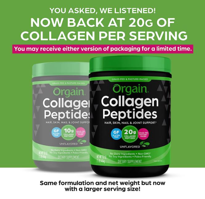 Orgain Collagen Peptides Powder (Unflavored, 454g)