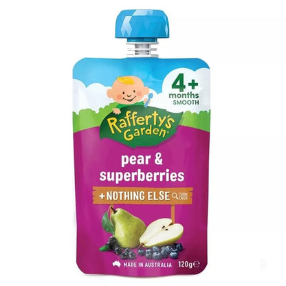 Rafferty’s Garden Baby Food Puree 120g – 4+ Months Smooth (All Flavours)