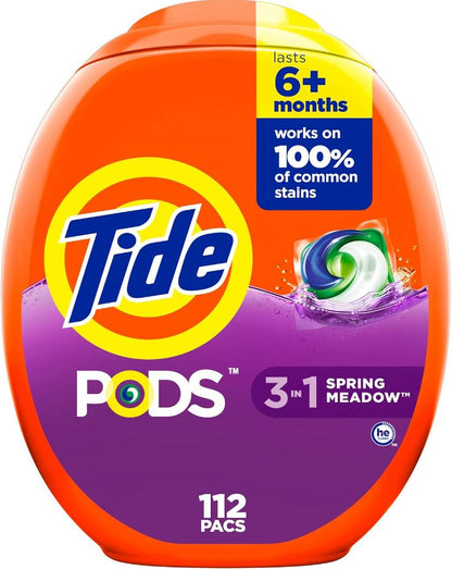 TIDE PODS 3-IN-1 LAUNDRY DETERGENT (SPRING MEADOW, 112 PODS)